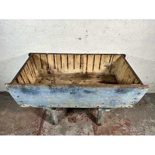 228 - A 19th century painted pine dough bin - approx. 80cm high x 71cm wide x 136cm long