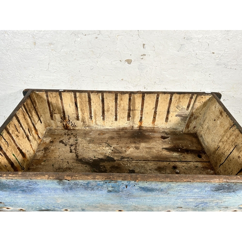 228 - A 19th century painted pine dough bin - approx. 80cm high x 71cm wide x 136cm long