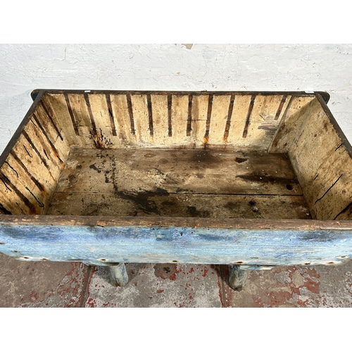 228 - A 19th century painted pine dough bin - approx. 80cm high x 71cm wide x 136cm long