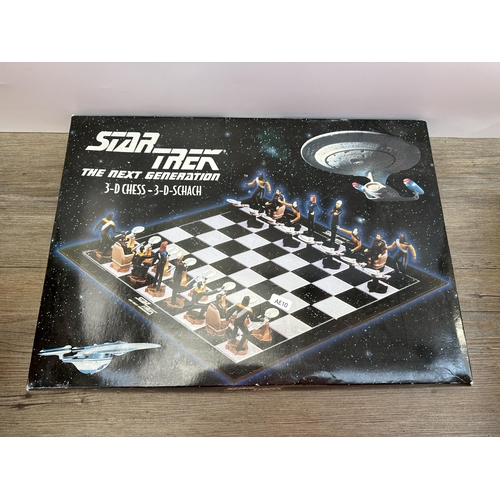 482 - Five boxed items to include Star Wars Episode 1 alarm clock, Star Trek the next generation 3D chess ... 