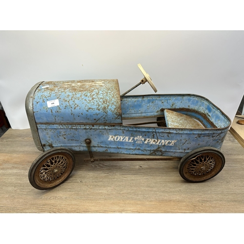 498 - A 1960s Tri-ang Royal Prince blue metal pedal car