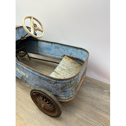 498 - A 1960s Tri-ang Royal Prince blue metal pedal car