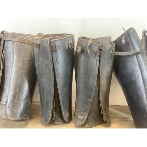 557 - Twelve pairs of Victorian leather gaiters