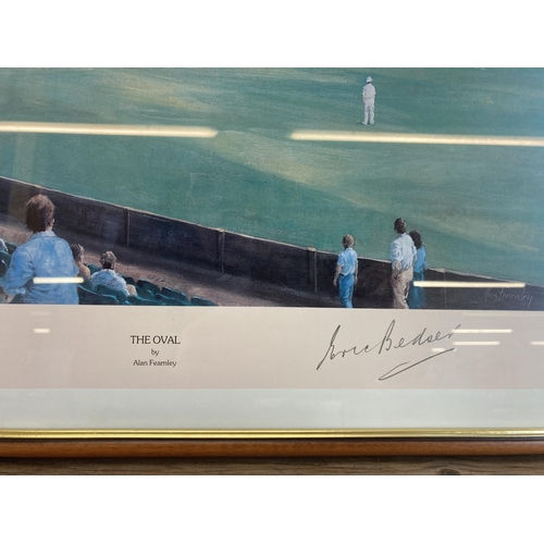 559 - A collection of cricket memorabilia to include framed pencil signed print by Alan Fearnley, Surrey c... 