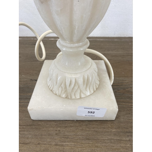 592 - A Neo Classical style onyx table lamp