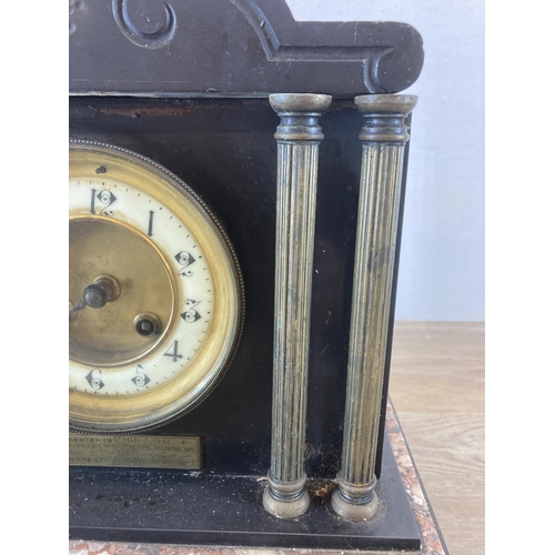 624 - A Victorian S. Marti Medaille De Bronze slate chiming mantel clock