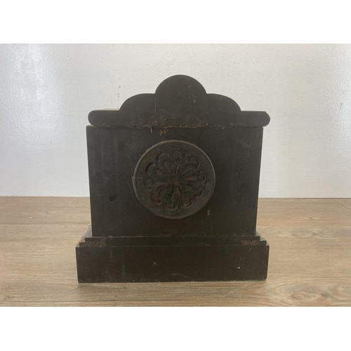 624 - A Victorian S. Marti Medaille De Bronze slate chiming mantel clock