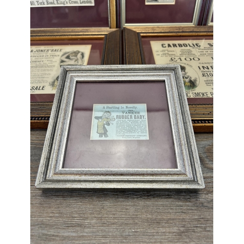 674 - A collection of framed reproduction advertising prints to include Dickins & Jones', Imperial Hair Dy... 