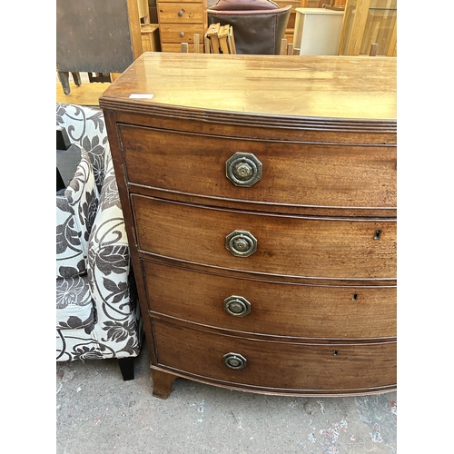 112 - A 19th century mahogany bow fronted chest of drawers - approx. 95cm high x 102cm wide x 55cm deep