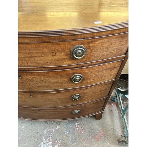 112 - A 19th century mahogany bow fronted chest of drawers - approx. 95cm high x 102cm wide x 55cm deep