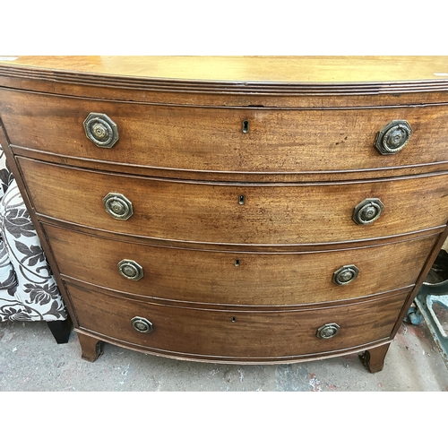 112 - A 19th century mahogany bow fronted chest of drawers - approx. 95cm high x 102cm wide x 55cm deep