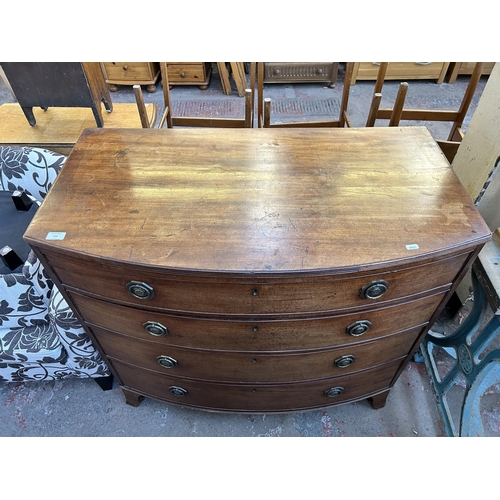 112 - A 19th century mahogany bow fronted chest of drawers - approx. 95cm high x 102cm wide x 55cm deep