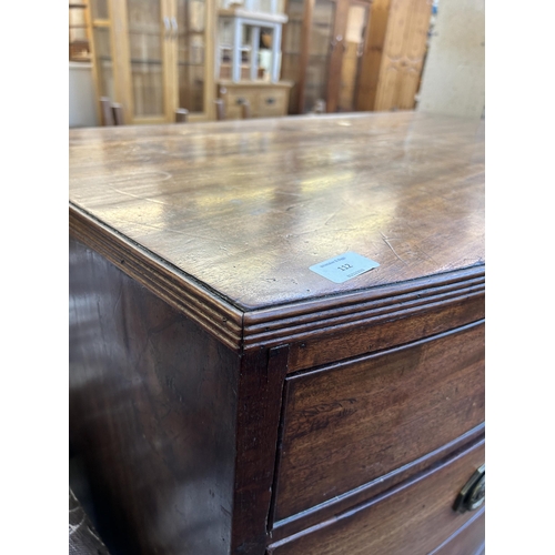 112 - A 19th century mahogany bow fronted chest of drawers - approx. 95cm high x 102cm wide x 55cm deep