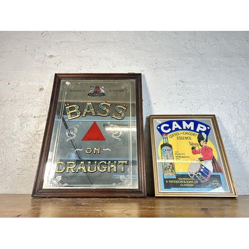 257 - Two vintage framed advertising items, one Bass mirror - approx. 58cm high x 45cm wide and one Camp p... 