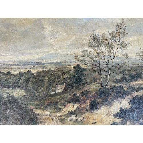 261 - A mid 20th century gilt framed oil on canvas of a landscape scene signed D. Haworth - approx. 51cm h... 