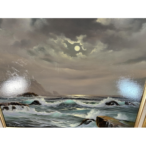 262 - A gilt framed Peter Cosslett (1927 - 2012) oil on canvas of a seascape - approx. 54cm high x 64cm wi... 