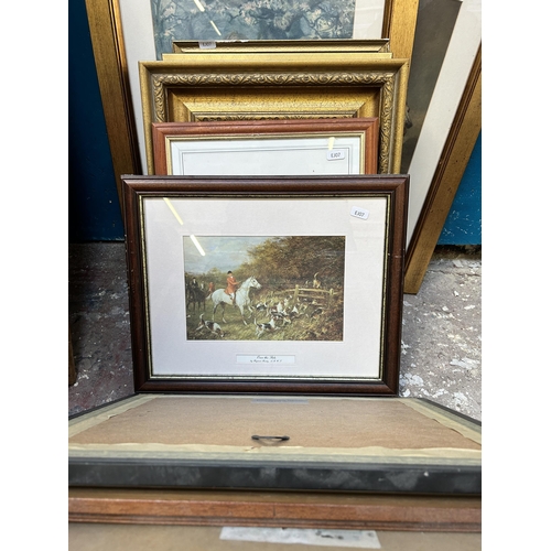 268 - A collection of framed pictures to include late 19th century original painting on glass, Tom Pollock... 