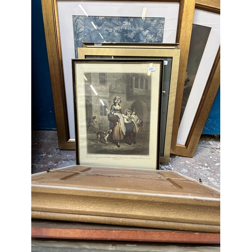 268 - A collection of framed pictures to include late 19th century original painting on glass, Tom Pollock... 