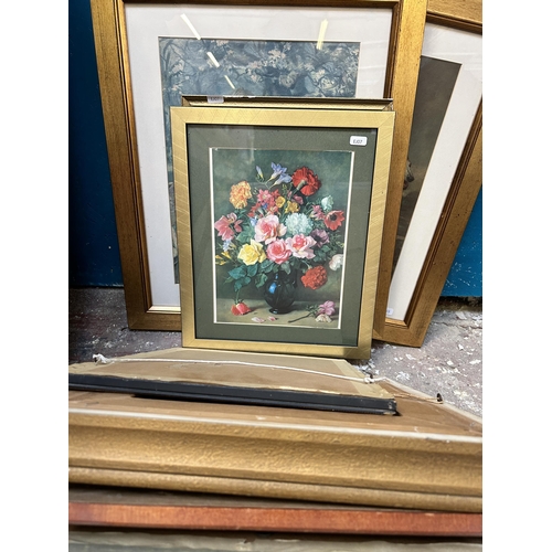 268 - A collection of framed pictures to include late 19th century original painting on glass, Tom Pollock... 