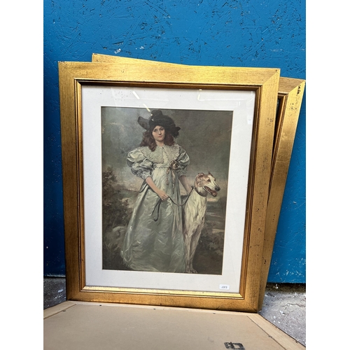 268 - A collection of framed pictures to include late 19th century original painting on glass, Tom Pollock... 