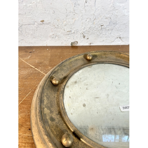 281 - A Regency style gilt metal framed circular convex wall mirror - approx. 39cm diameter