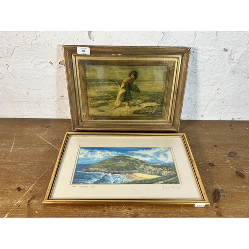 282 - Two framed prints, one signed Rachael Wilmot - approx. 26cm high x 41cm wide and one J.D.W - approx.... 