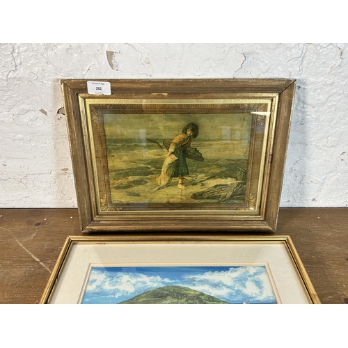 282 - Two framed prints, one signed Rachael Wilmot - approx. 26cm high x 41cm wide and one J.D.W - approx.... 