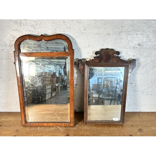 286 - Two Georgian wall  mirrors, one walnut framed bevelled edge - approx. 63cm high x 41cm wide and one ... 