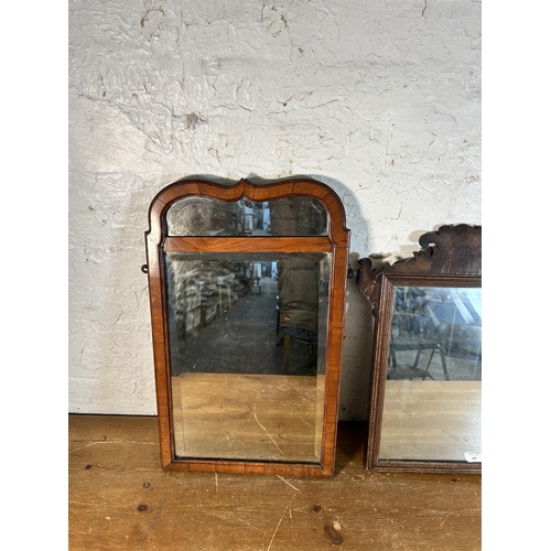 286 - Two Georgian wall  mirrors, one walnut framed bevelled edge - approx. 63cm high x 41cm wide and one ... 