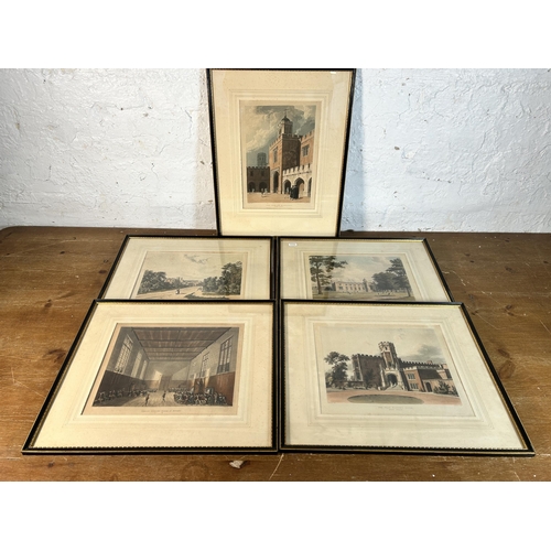 287 - Five 19th century framed Rugby School engravings - approx. 49cm high x 38cm wide