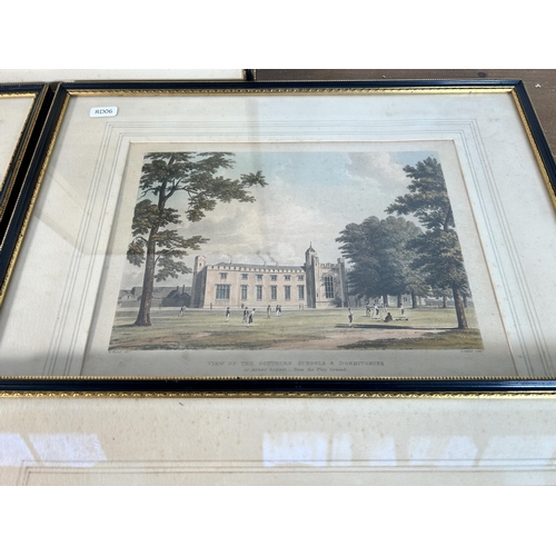 287 - Five 19th century framed Rugby School engravings - approx. 49cm high x 38cm wide