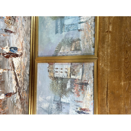 290 - Three gilt framed Parisian scene pictures, two Paul Renard prints - approx. 38cm high x 53cm wide an... 