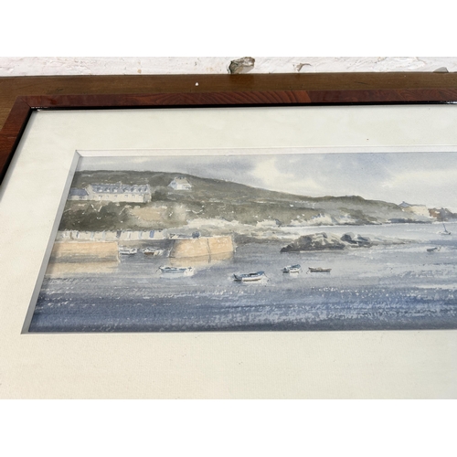 294 - A framed seascape watercolour signed lower right - approx. 32cm high x 69cm wide