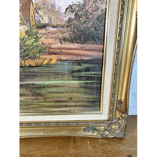 297 - A gilt framed oil on canvas signed Baillie - approx. 64cm high x 75cm wide