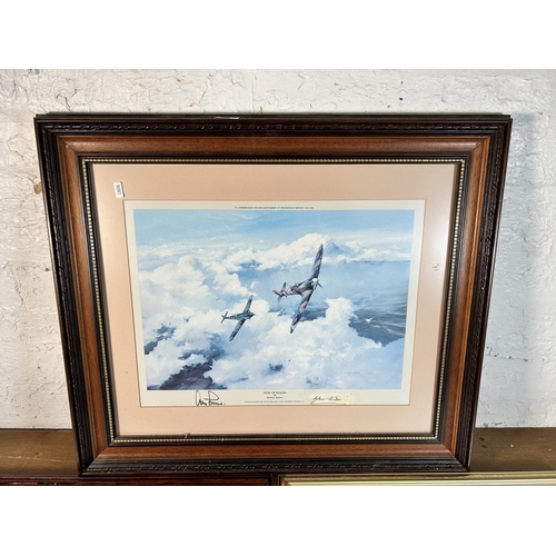 299 - Three framed Spitfire prints, one Kevin Walsh, one Barrie A. F. Clark and one Robert Taylor Duel of ... 