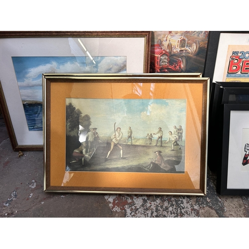 300 - Ten framed pictures to include Phyllis Hindle oil pastel dated 1974, David Willis ink and watercolou... 