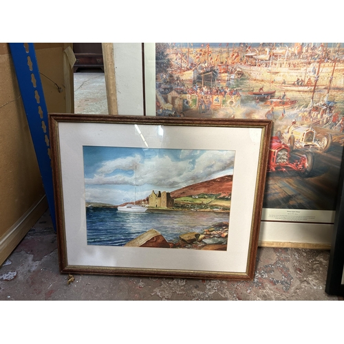 300 - Ten framed pictures to include Phyllis Hindle oil pastel dated 1974, David Willis ink and watercolou... 