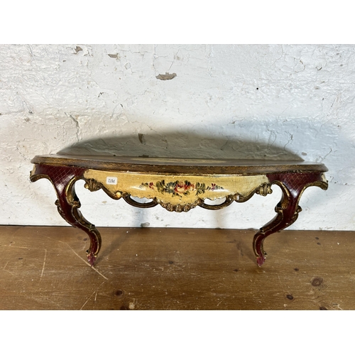 37 - A 19th century style hand painted wall shelf - approx. 69cm wide x 30cm deep