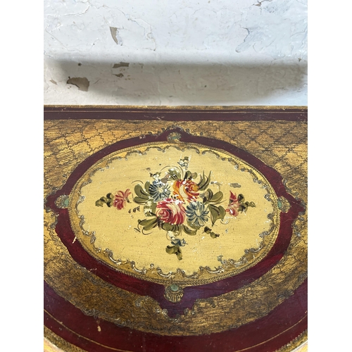 37 - A 19th century style hand painted wall shelf - approx. 69cm wide x 30cm deep