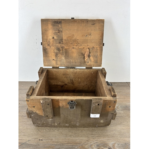 640 - A 1944 FP & Co. military issue pine ammunition box