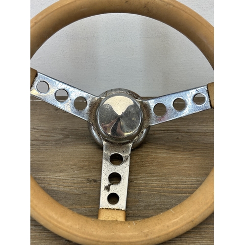 658 - A 1950's chromium plated car steering wheel