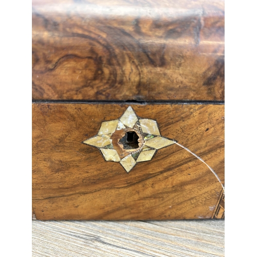 659 - A 19th century marquetry inlaid walnut work box