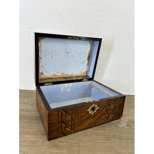 659 - A 19th century marquetry inlaid walnut work box