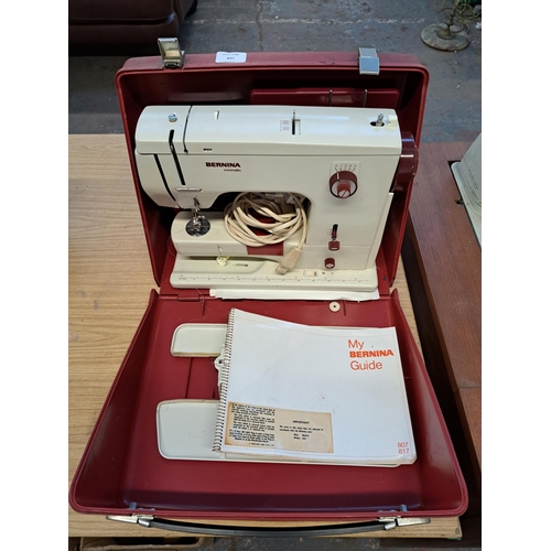 837 - A cased Bernina Minimatic 807 electric sewing machine with foot pedal and attachments