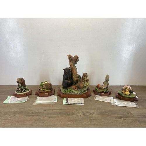 397 - Five Bossons Fraser Art animal figurines with certificates