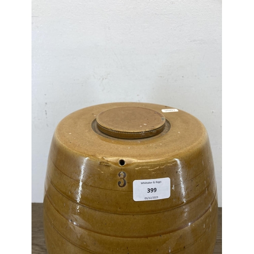 399 - An early 20th century salt glazed stoneware barrel