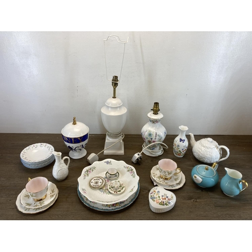 405 - A collection of china to include two Royal Albert trios, Royal Worcester Forget Me Not dessert dishe... 