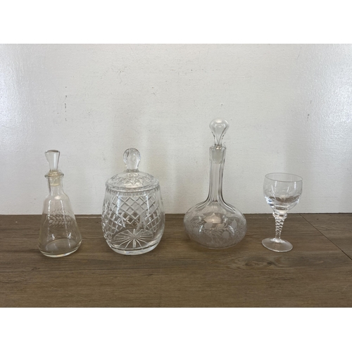 410 - Eleven pieces of glassware to include two Mdina bud vases, pair of Nachtmann candlesticks etc.