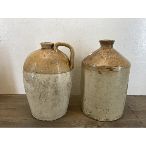 428 - Five late 19th/early 20th century salt glazed stoneware storage items to include Hen & Chickens Macc... 