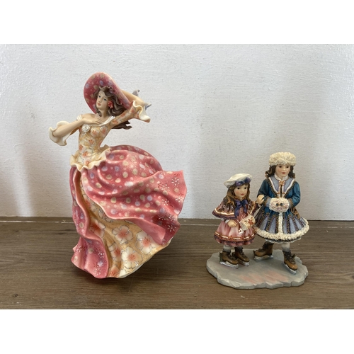 429 - Eight The Leonardo Collection ceramic figurines to include Farmhouse Maid by Christine Haworth etc.